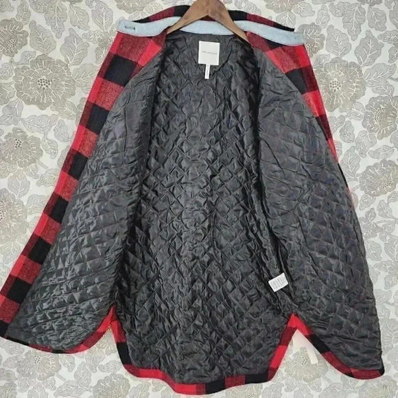NWT Avec Les Filles Shaket Plaid Wool Blend Quilted Button Women's Coat M 501 - Picture 4 of 10